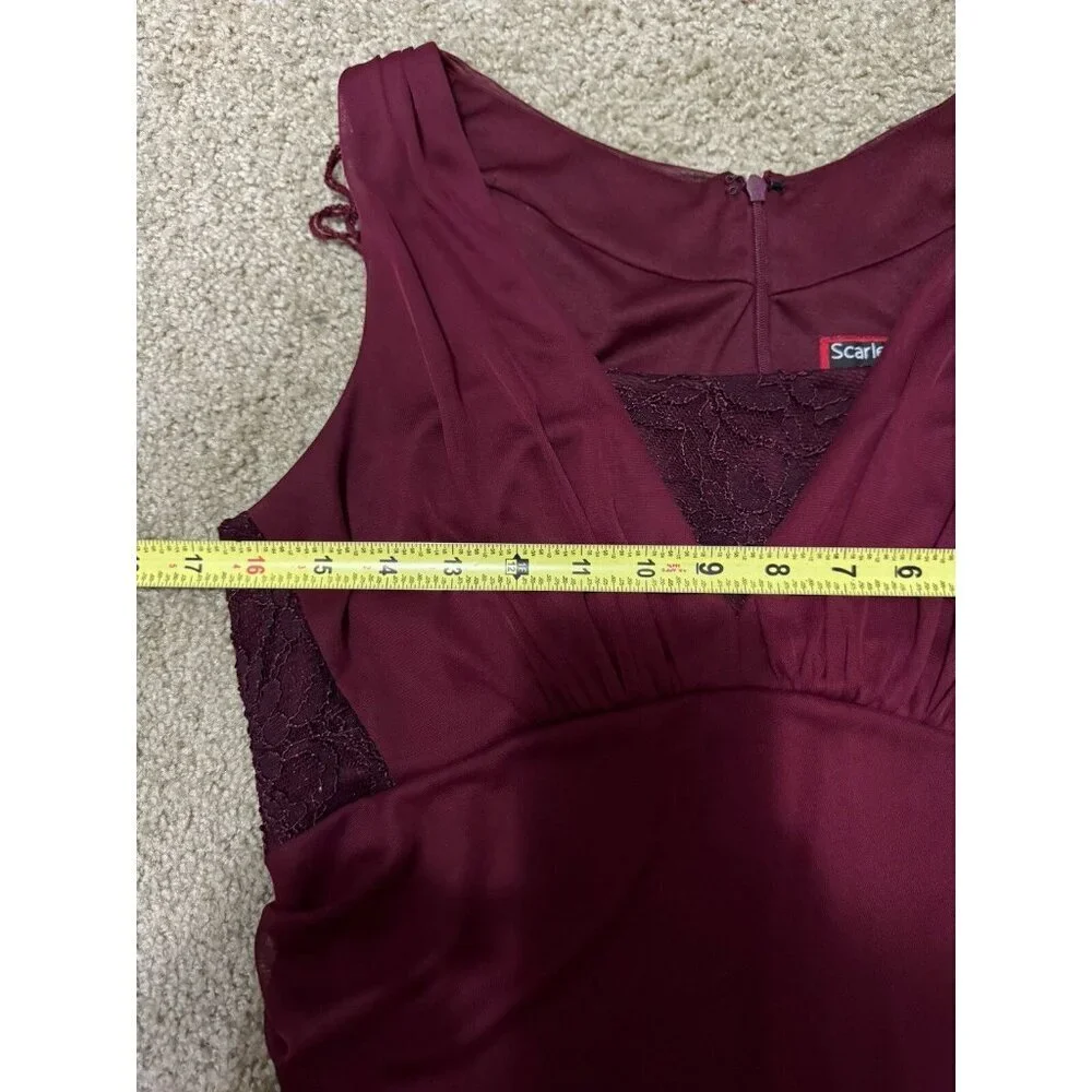 VTG Womens Sz 10 Midi Dress Maroon Baby Doll Sexy Valentines Y2k Chic Cocktail